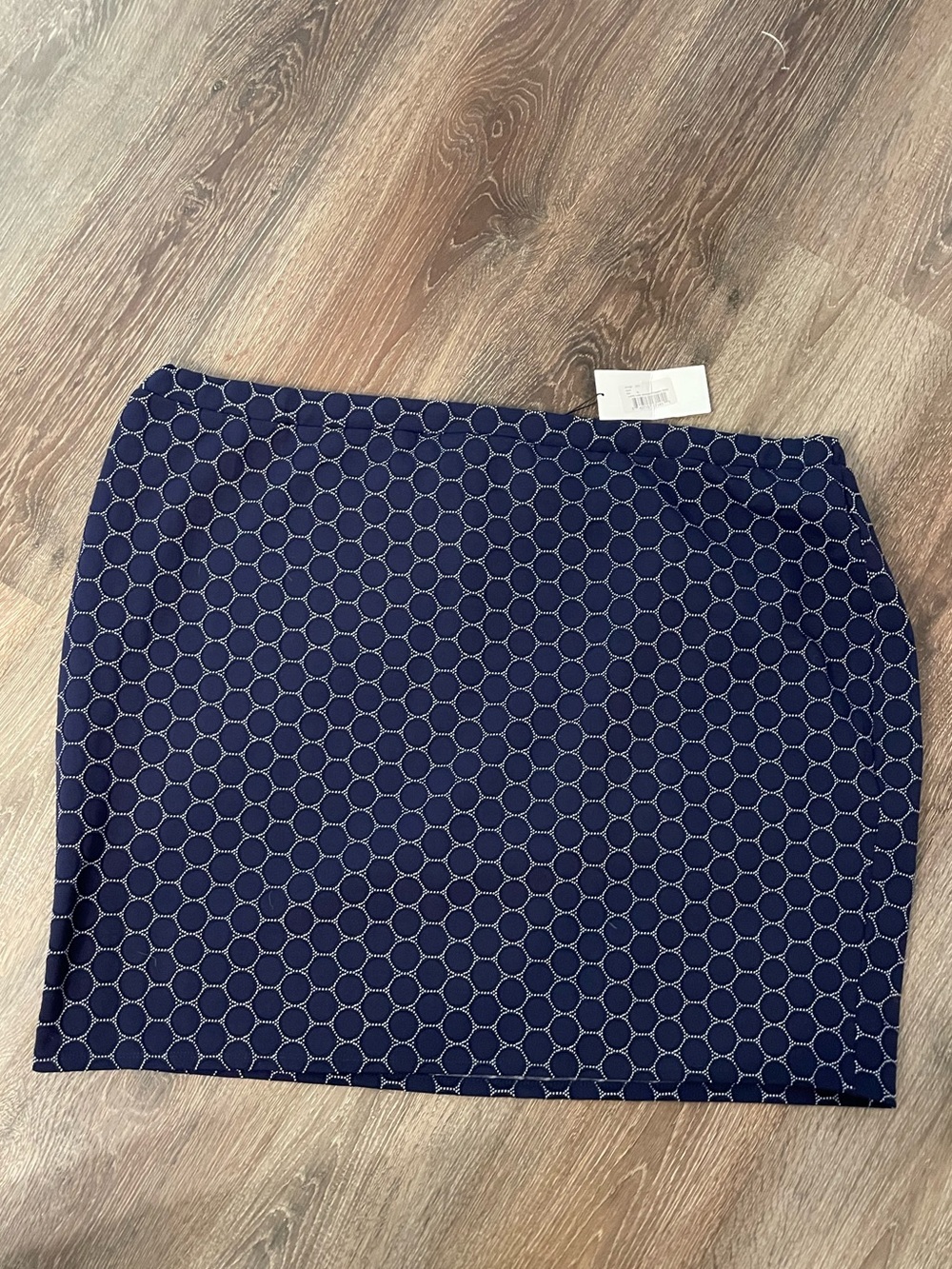 Nwt Leota Circle Jacquard Ponte Pencil Skirt Blue Hexagon Print Mini 4x — image 3 of 5